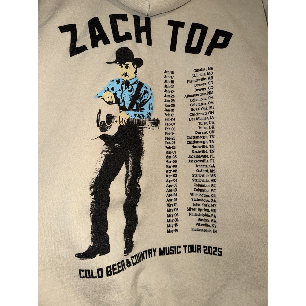 Zach Top Cold Beer Country Music Tour 2025 Sweatshirt Hoodie 2XL Official Merch - Picture 2 of 5